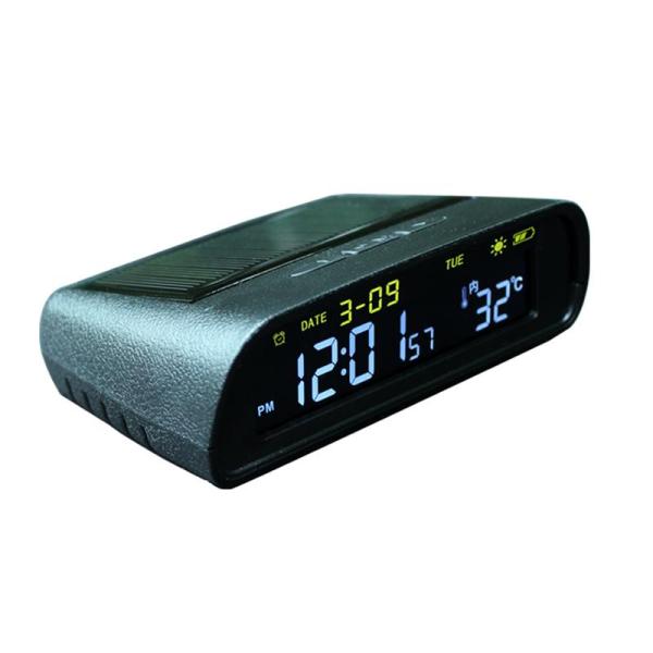 汎用 高精度 lcd デジタル時計 屋外 ソーラー 温度計 自動スイッチ 配線なし 車用 時計