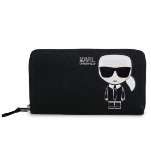 カールラガーフェルド 長財布 ロングウォレット レディース KARL LAGERFELD ラウンドファスナー Black｜vol8