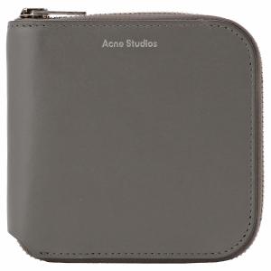 アクネストゥディオズ 二つ折り財布 ミニウォレット ミニ財布 レディース&メンズ ACNE STUDIOS レザー ラウンドファスナー シンプル ダークグレー｜vol8