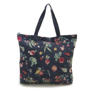 キャスキッドソン トートバッグ レディース LARGE FOLDAWAY TOTE Cath Kidston 花柄 野菜柄 ネイビー系｜vol8