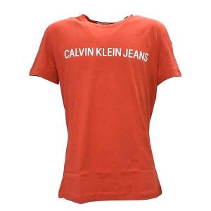 カルバンクライン Tシャツ カットソー メンズ INSTITUTIONAL LOGO SLIM SS TEE Calvin Klein 半袖 クルーネック ロゴプリント Sサイズ RED｜vol8