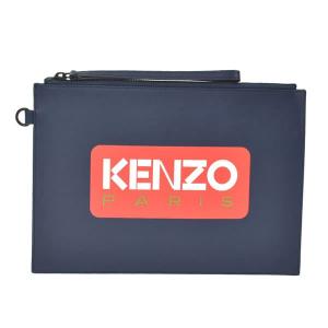 ケンゾー クラッチバッグ メンズ&レディース LARGE CLUTCH KENZO レザー ロゴ ブルー系｜vol8