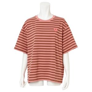 マリメッコ Tシャツ カットソー レディース marimekko クルーネック 半袖 ボーダー柄 Sサイズ ピンク×ブラウン｜vol8