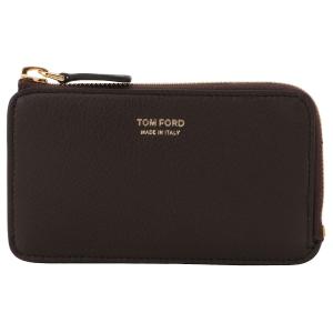 トムフォード コインケースパスケース 定期入れ カードケース メンズ TOM FORD L字ファスナー レザー ロゴ ダークブラウン/ブラウン｜vol8