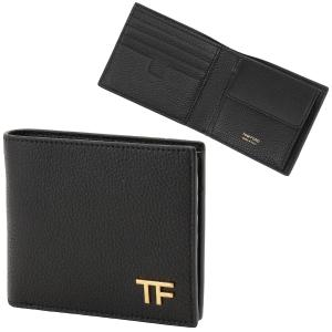 トムフォード 二つ折り財布 ミニ財布 メンズ TOM FORD レザー ロゴ シンプル ブラック/ブラック/ゴールド｜vol8