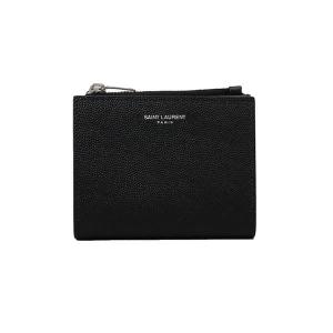 サンローラン 二つ折り財布 ミニ財布 メンズ&レディース SAINT LAURENT レザー ロゴ シンプル ブラック系｜vol8