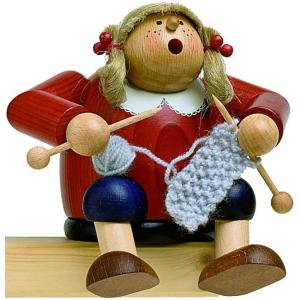 煙だし人形 編み物をする少女　Lisa (お香台）ドイツ伝統の木製品　コーン型のお香用｜volksmarkt