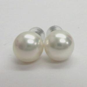 花珠級 アコヤ真珠 7.5-8.0mm ピンク系 ピアス 純チタン 金具