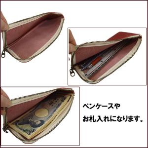 牛革 ペンケース Lジップ RED メンズ レ...の詳細画像2