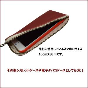 牛革 ペンケース Lジップ RED メンズ レ...の詳細画像3