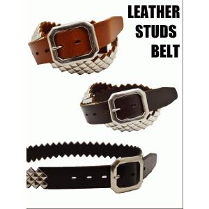 EDUARDO LEATHER スタッズベルト 4 STUDS BELTE - BLACK （24%OFF