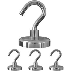 超強力 マグネットフック 4個入 垂直耐荷重48kg 金属製