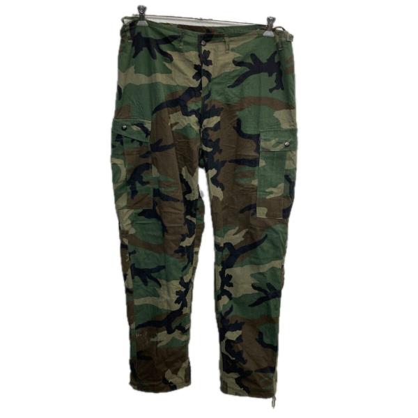 ミリタリーパンツ MEDIUM グリーン系 ウッドランドカモ ジップアップ ミリタリー カーゴパンツ...