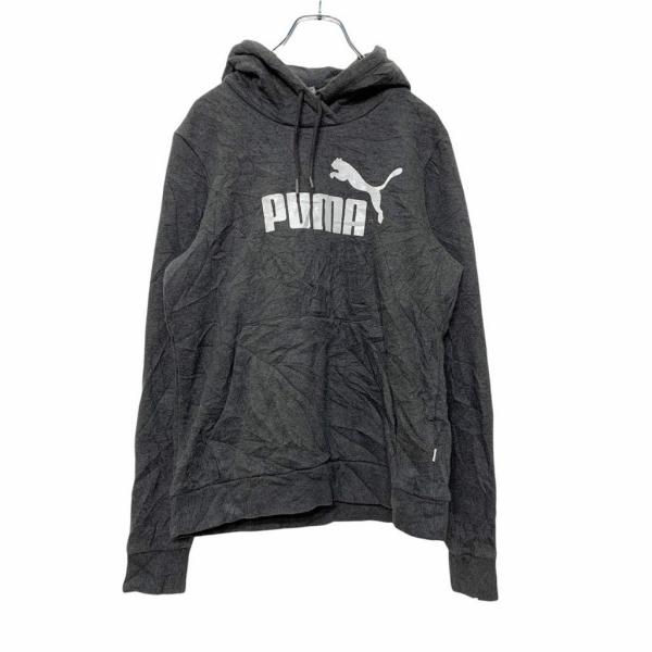 PUMA プリント スウェットパーカー Lサイズ ウィメンズ プーマ スポーツ 灰色 グレー 古着卸...