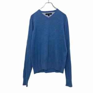 TOMMY HILFIGER 長袖 ニット XS ブルー トミーヒルフィガー ワンポイント 古着卸 アメリカ仕入 a503-6652