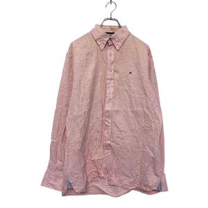 TOMMY HILFIGER 長袖 無地 シャツ L ピンク トミーヒルフィガー ボタンダウン オックスフォード 古着卸 アメリカ仕入 a505-5837