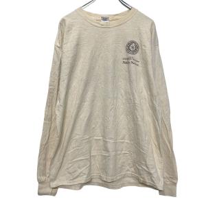 GILDAN 長袖 プリント Tシャツ L ベージュ ギルダン バックプリント 古着卸 アメリカ仕入 a505-6723｜voxtrading9