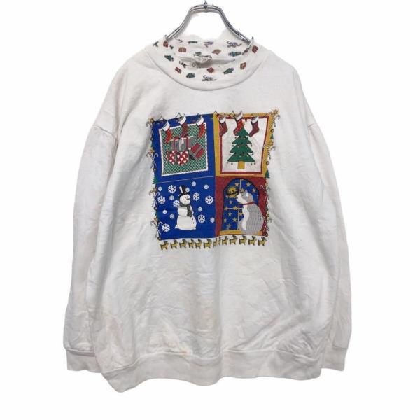 Act III プリント スウェット トレーナー XL ホワイト ブルー グリーン レッド クリスマ...