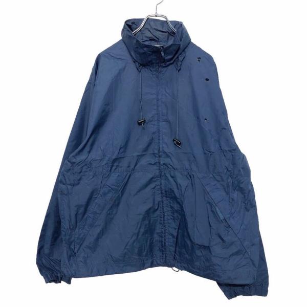 LAND'S END ナイロン ジャケット L ネイビー ランズエンド ジップアップ ポケット 古着...