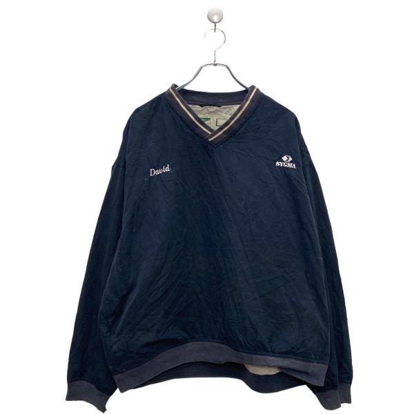 Signatare プルオーバー ジャケット L ネイビー 企業ロゴ 古着卸 アメリカ仕入 a601...