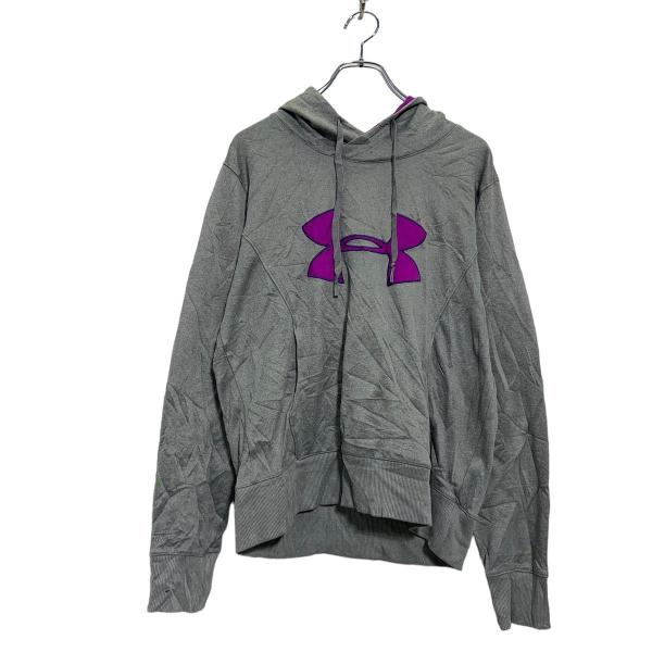 UNDER ARMOUR ロゴ スウェット パーカー M グレー パープル 裏起毛 古着卸 アメリカ...