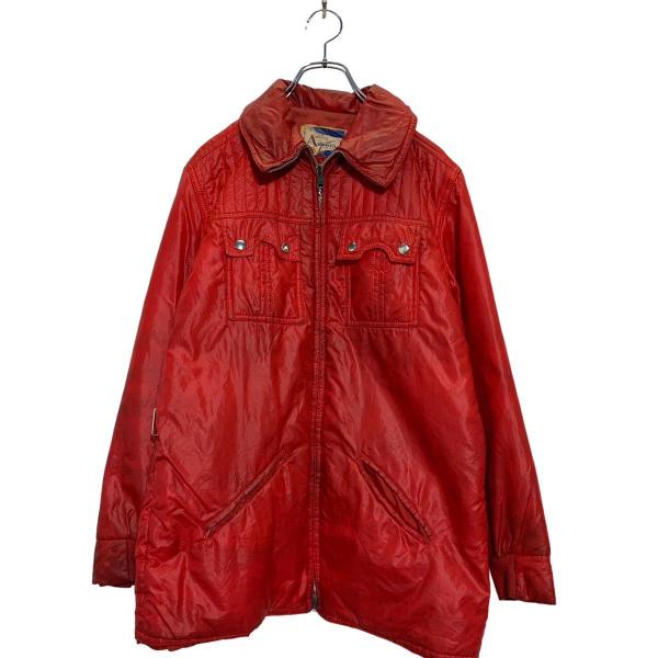 Americana ジップアップ ナイロンジャケット L〜 レッド アメリカーナ 中綿 4ポケット ...