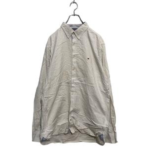 TOMMY HILFIGER 長袖 無地 シャツ L ホワイト トミーヒルフィガー ボタンダウン ニューヨークフィット 古着卸 アメリカ仕入 a602-5893