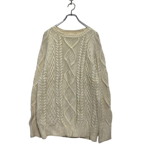 SPAO ウール混紡 ケーブルニット セーター M アイボリー ラグラン 古着卸 アメリカ仕入 a6...