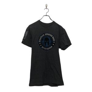 Reebok 半袖 ロゴ Tシャツ S リーボック グレー スパルタンレース バックプリント 古着卸 アメリカ仕入 a604-6582