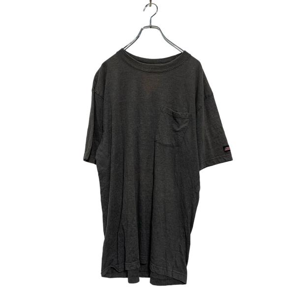 Dickies 半袖 無地Tシャツ L グレージュ ディッキーズ クルーネック 胸ポケット 袖ロゴ ...