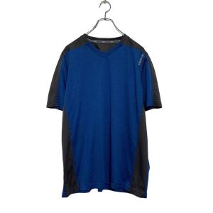 Reebok 半袖 ロゴTシャツ L〜 ブルー グレー リーボック 切替 Ｖネック ワンポイント スポーツウェア 古着卸 アメリカ仕入 a604-7119
