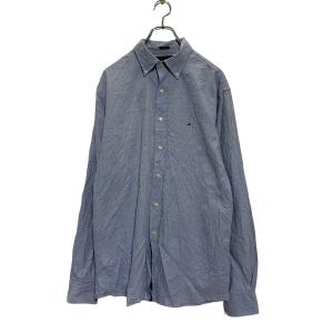 TOMMY HILFIGER 長袖 無地シャツL ライトブルー トミーヒルフィガー ボタンダウン ワンポイントロゴ 古着卸 アメリカ仕入 a604-7342
