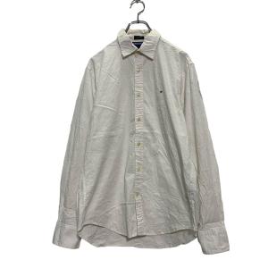 TOMMY HILFIGER 長袖 無地シャツ M ホワイト トミーヒルフィガー ワンポイントロゴ 古着卸 アメリカ仕入 a604-7346