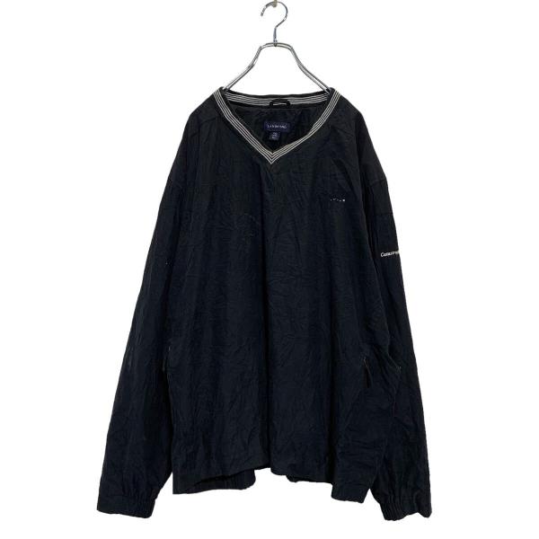 LANDS' END ナイロンプルオーバー 2XL ブラック ビッグサイズ 袖ロゴ ピステ 古着卸 ...
