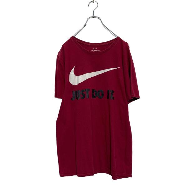 NIKE 半袖 ロゴTシャツ L バーガンディ ナイキ クルーネック 古着卸 アメリカ仕入 a605...