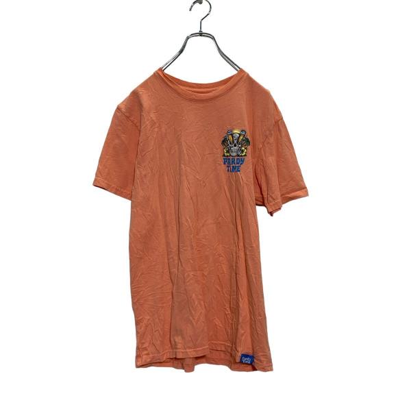Pardy Time 半袖 プリントTシャツ S サーモンピンク メキシコ製 バックプリント スカル...