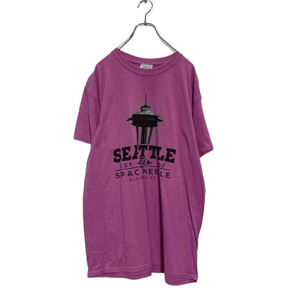 SPACE NeeDLe 半袖 プリントTシャツ L ピンク クルーネック シアトル 古着卸 アメリ...