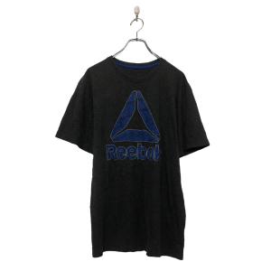 Reebok 半袖 プリント Tシャツ リーボック XL~ ダークグレー ロゴ クルーネック 古着卸 アメリカ仕入 a605-6521