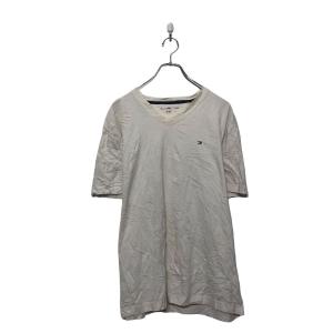 TOMMY HILFIGER 半袖 プリント Tシャツ トミーヒルフィガー XL ホワイト ビッグサイズ Vネック 古着卸 アメリカ仕入 a605-6995