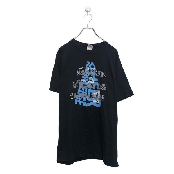 GILDAN 半袖 プリント Tシャツ ギルダン L ネイビー 文字 クルーネック 古着卸 アメリカ...