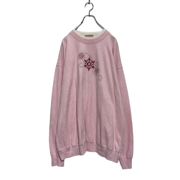 MC Sportswear 刺繍 スウェット トレーナー 2XL レディース ライトピンク ラインス...