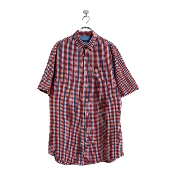 IZOD 半袖 チェック シャツ XL〜 レッド ホワイト ブルー ボタンダウン ビッグサイズ 古着...