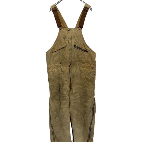 KEY 中綿 ダック オーバーオール W42 ブラウン キイ ワークウェア サロペット 作業着 古着...