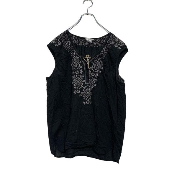 PURE ノースリーブ 刺繍シャツ XL レディース ブラック 古着卸 アメリカ仕入 a606-70...