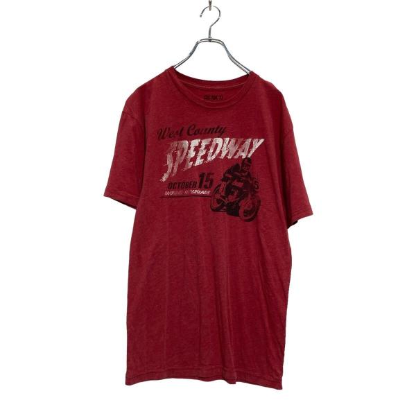 CUSTOM '77 半袖 プリントTシャツ M レッド クルーネック バイク 古着卸 アメリカ仕入...