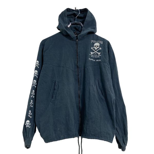 BAD TO THE BONE ジップアップ ジャケット M ブラック パーカー バックプリント ス...