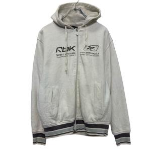 Reebok プリント スウェット パーカー リーボック XS ホワイト フルジップ 古着卸 アメリカ仕入 a609-6049