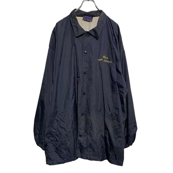 US BASIC ナイロン コーチジャケット 2XL ネイビー ビッグサイズ アメカジ ワンポイント...