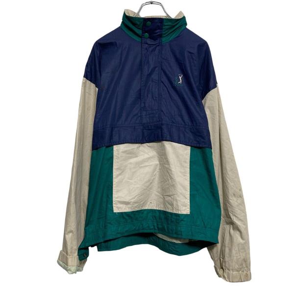 PGA TOUR ナイロン ジャケット M ネイビー ブルゾン ハーフジップ カンガルーポケット 古...