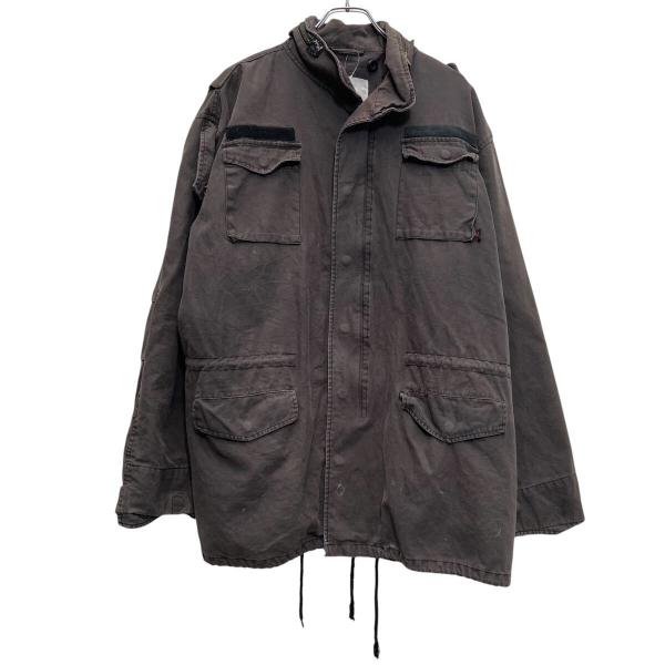 ミリタリージャケット XL~ ブラック フルジップ ドローコード エポレット ポケット 古着卸 アメ...